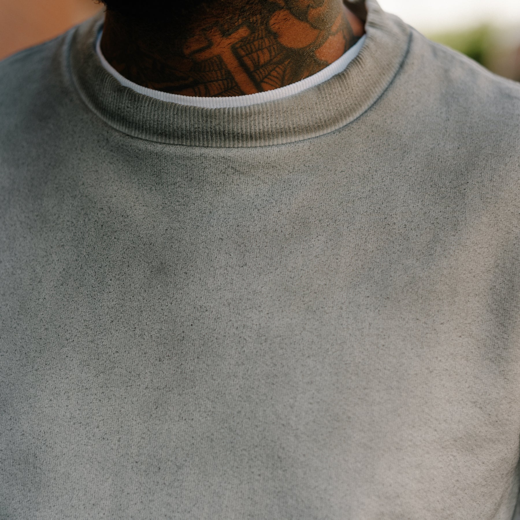 Schaeffer's Garment Hotel Raw Edge French Terry Crew Sweatshirt Dirty White