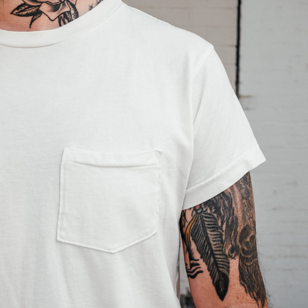 Schaeffer's Garment Hotel Ringspun 40s Pocket Tee Off White