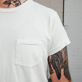 Schaeffer's Garment Hotel Ringspun 40s Pocket Tee Off White
