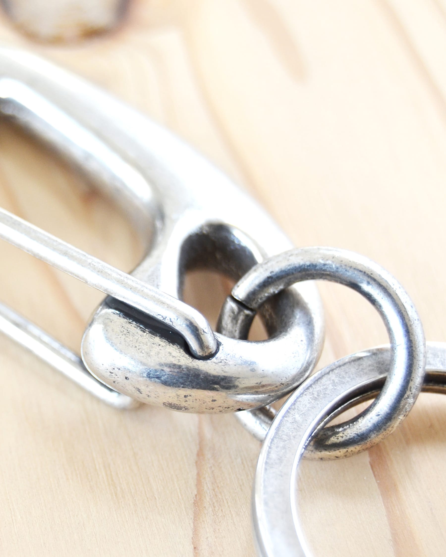 Kobashi Studio Sand Casted Key Snap with Flat Ring Silver Plated
