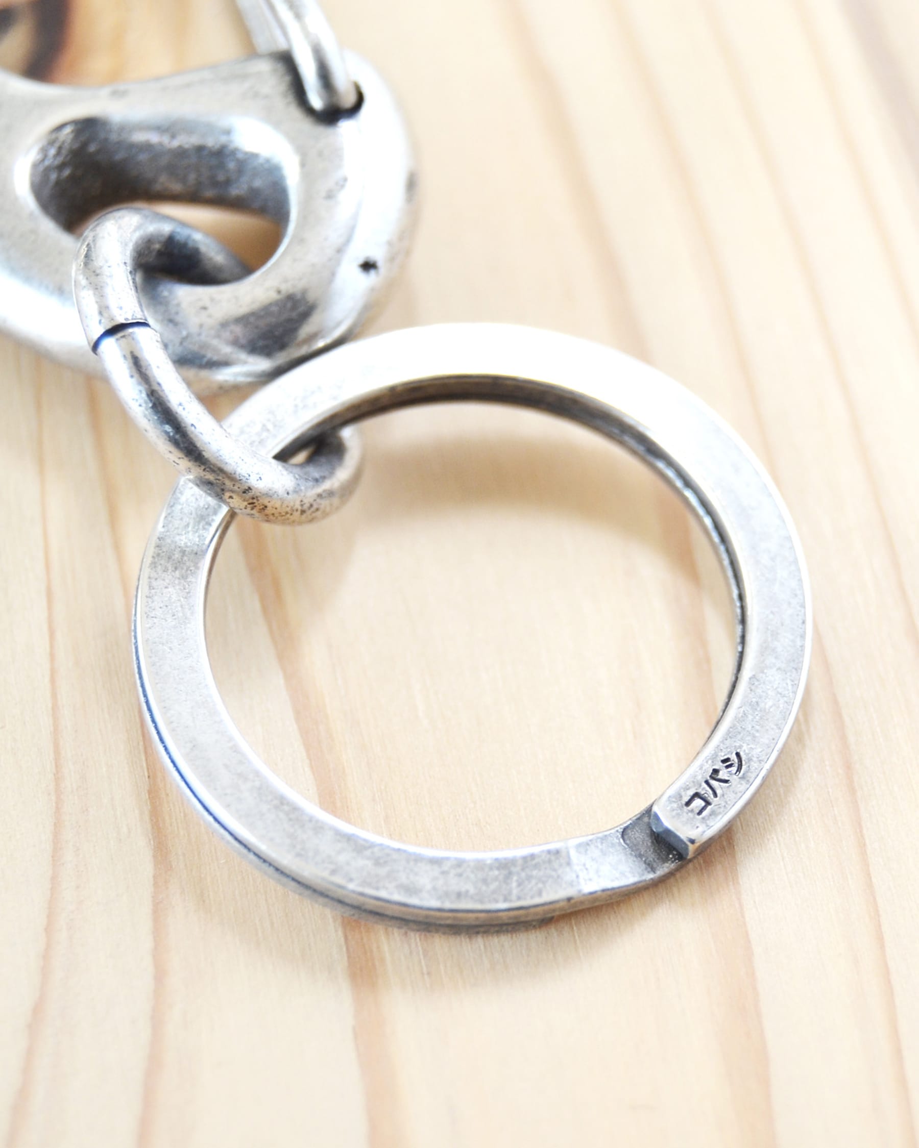 Kobashi Studio Sand Casted Key Snap with Flat Ring Silver Plated
