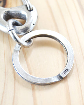 Kobashi Studio Sand Casted Key Snap with Flat Ring Silver Plated