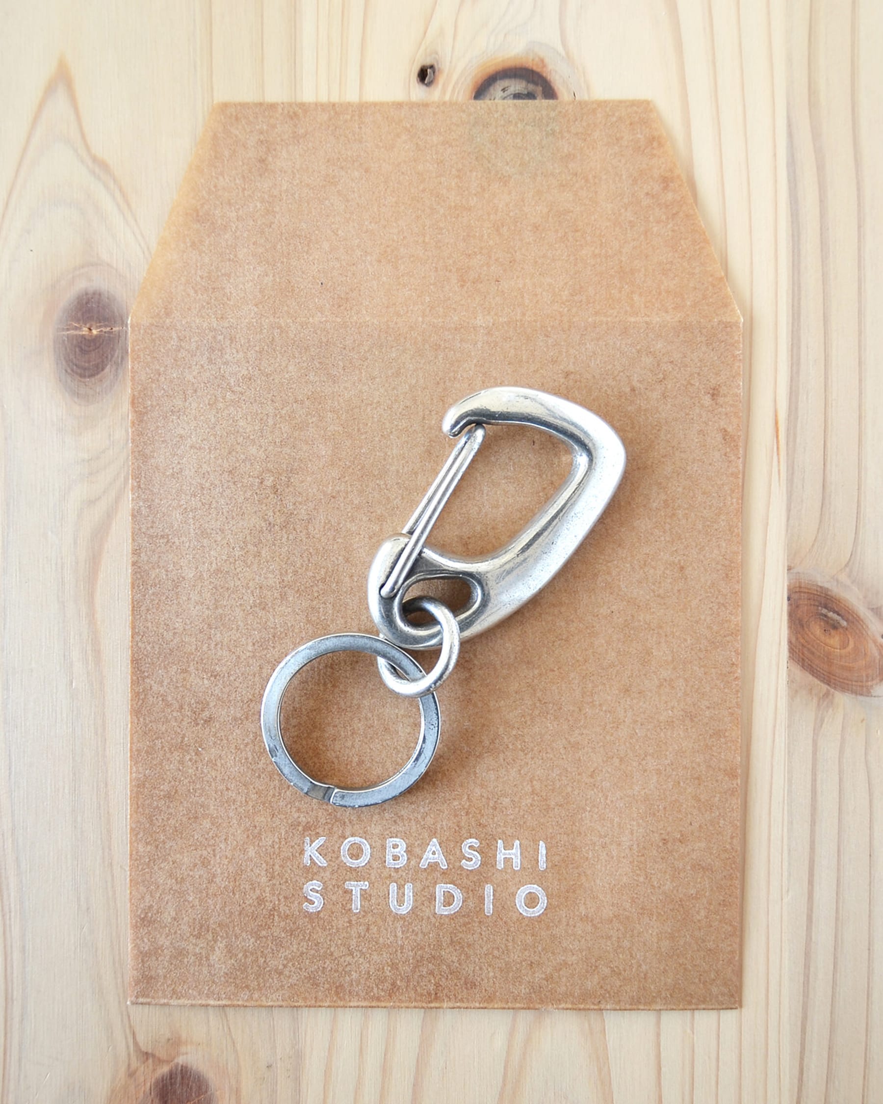 Kobashi Studio Sand Casted Key Snap with Flat Ring Silver Plated
