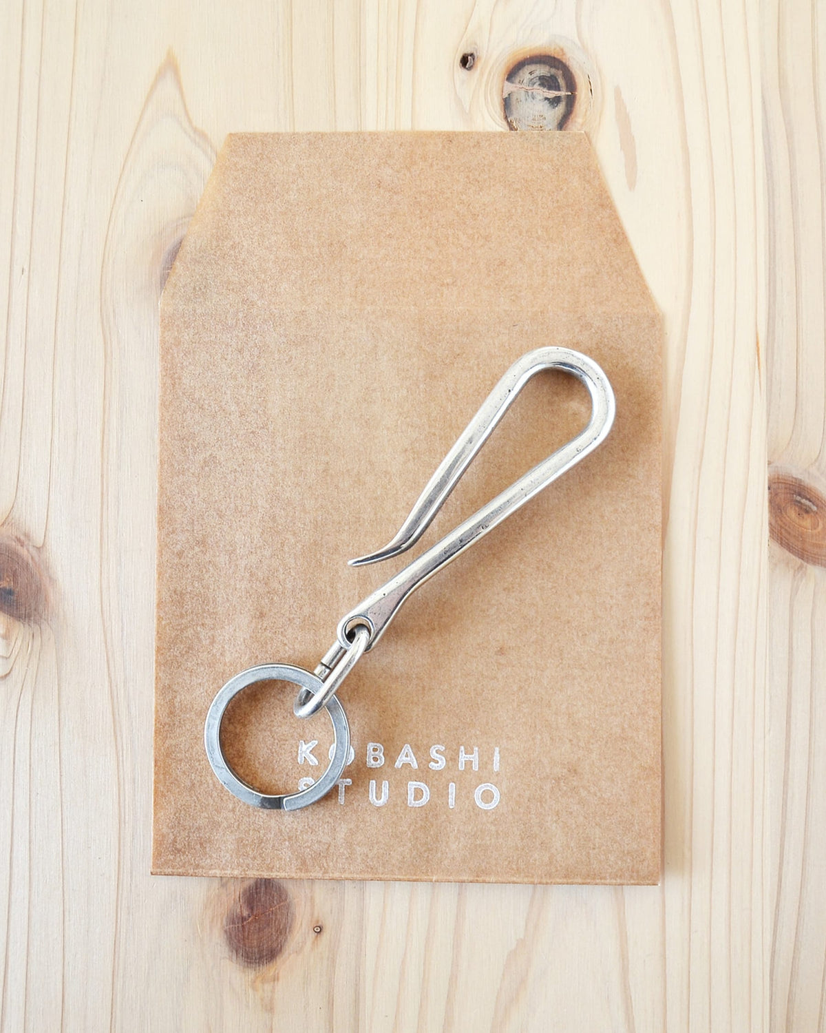 Kobashi Studio Sand Casted Key Hook with Flat Ring Silver Plated