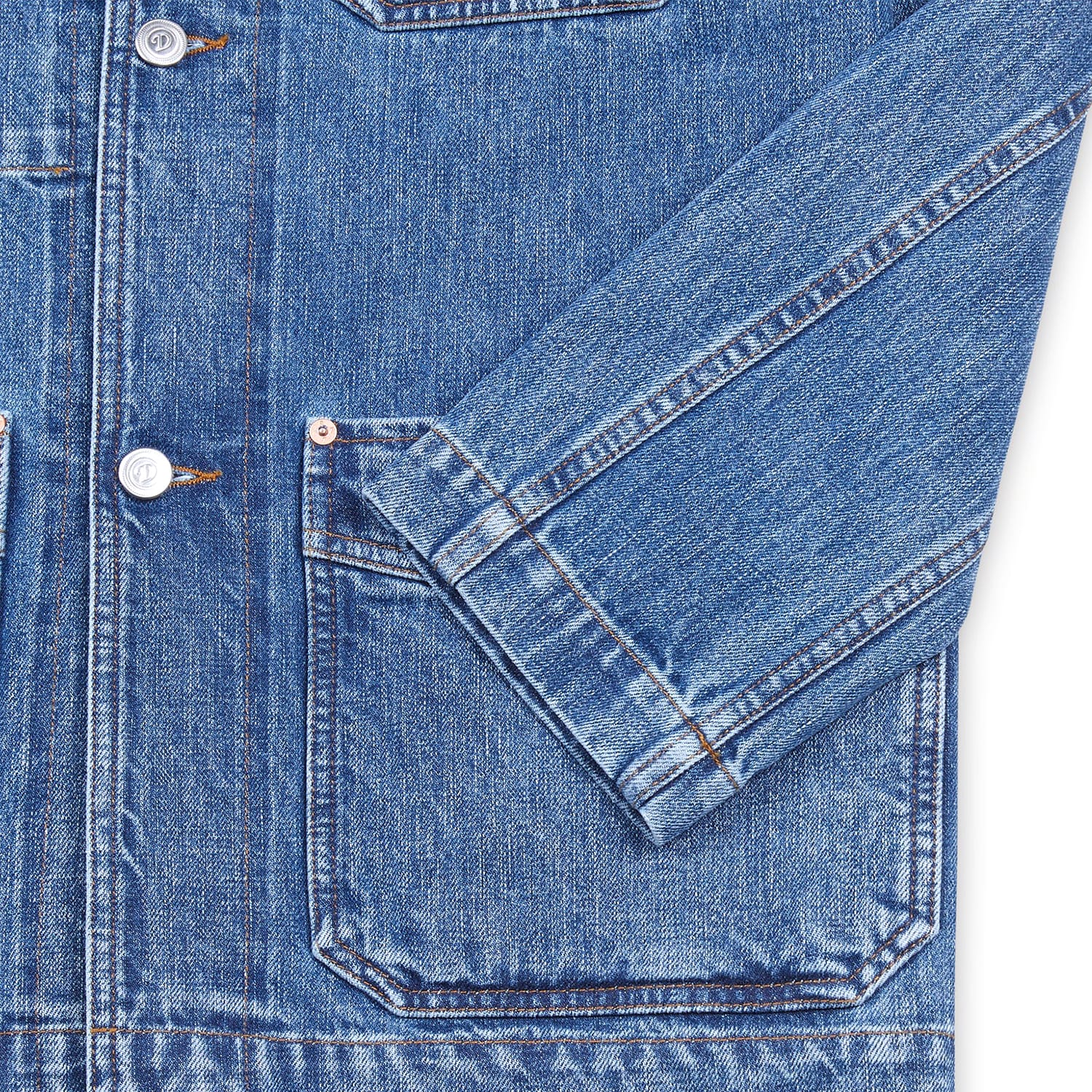 Drake's Bleach Wash Selvedge Denim Five-Pocket Chore Jacket