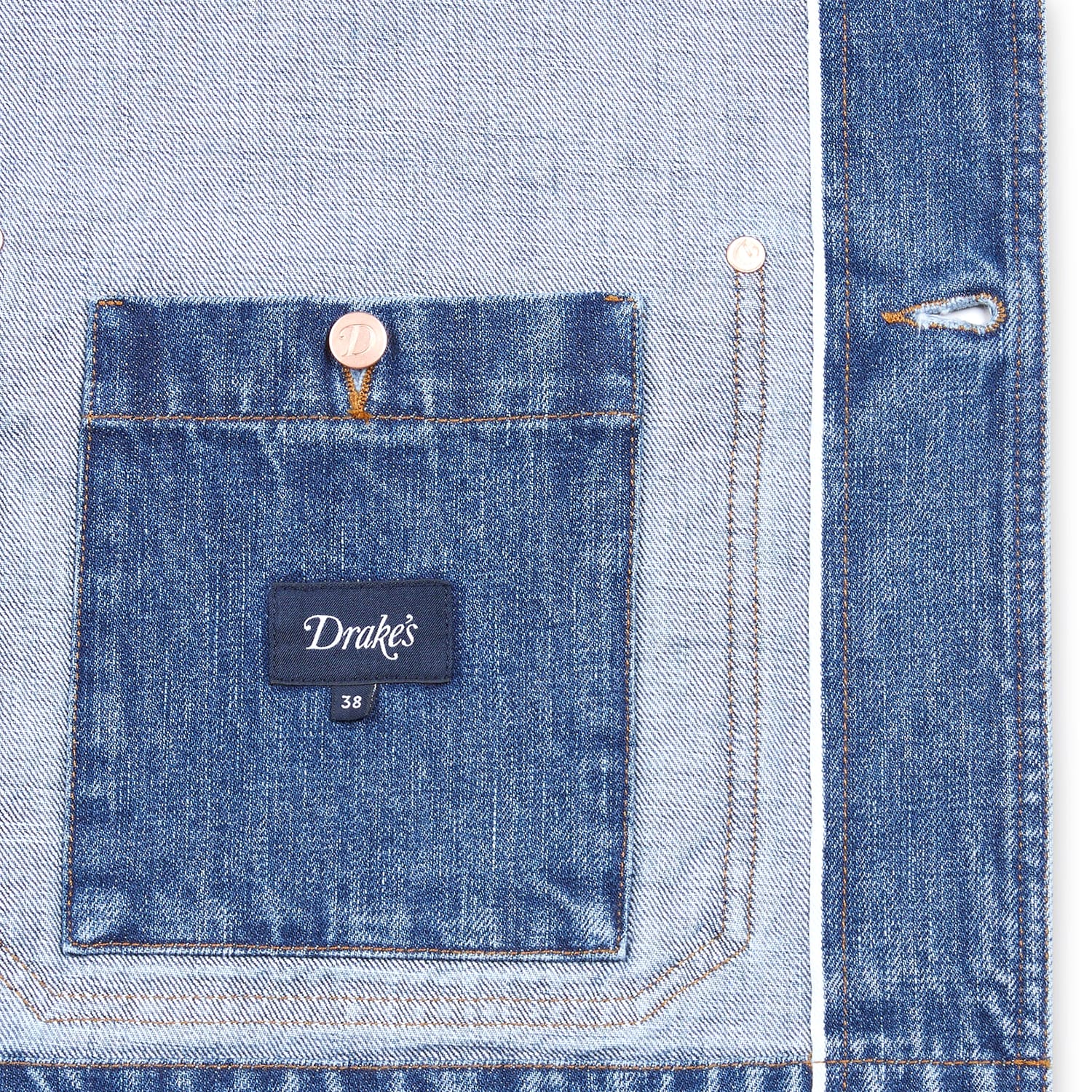 Drake's Bleach Wash Selvedge Denim Five-Pocket Chore Jacket