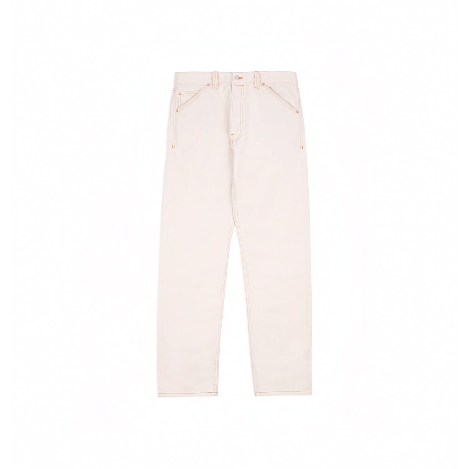 Drake's Ecru 12.7oz Selvedge Denim Contrast Stitch Five-Pocket Jeans