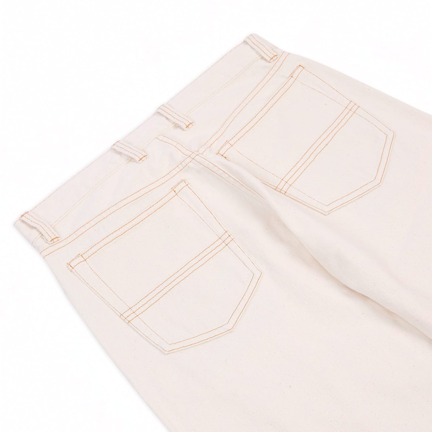 Drake's Ecru 12.7oz Selvedge Denim Contrast Stitch Five-Pocket Jeans