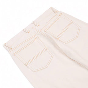 Drake's Ecru 12.7oz Selvedge Denim Contrast Stitch Five-Pocket Jeans