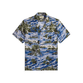 RRL Tropical Print Camp Shirt Blue Multi FINAL SALE