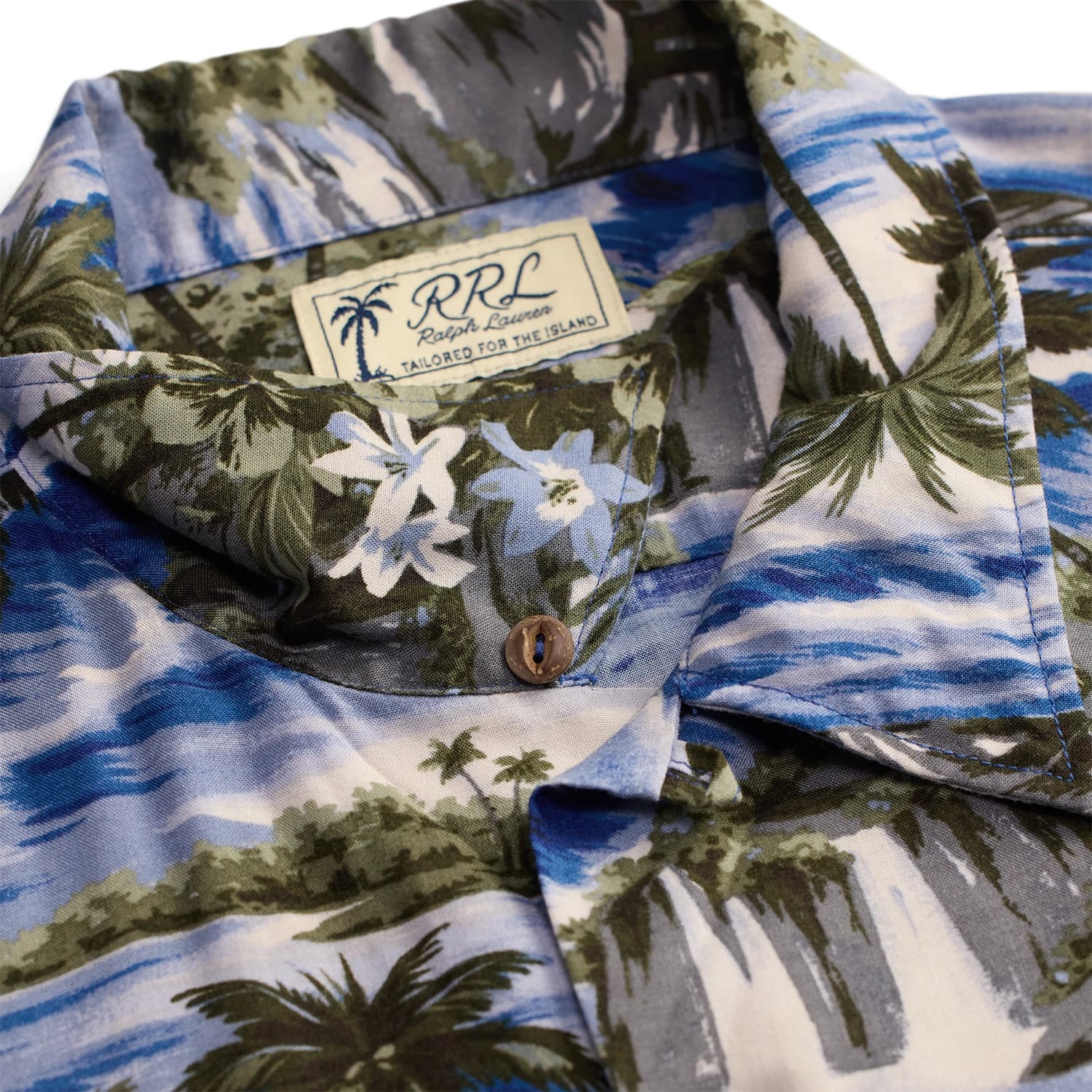 RRL Tropical Print Camp Shirt Blue Multi FINAL SALE