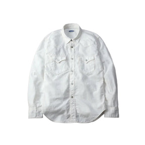 The Flat Head FN-SCW-003L Chambray Western Shirt White FINAL SALE