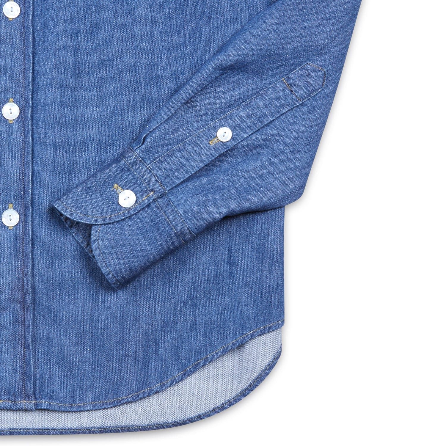 Drake's Mid-Blue Washed Denim Cotton Two-Pocket Work Shirt