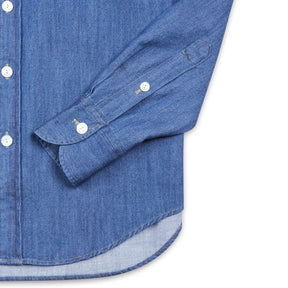 Drake's Mid-Blue Washed Denim Cotton Two-Pocket Work Shirt