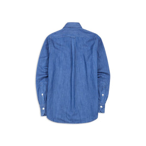 Drake's Mid-Blue Washed Denim Cotton Two-Pocket Work Shirt