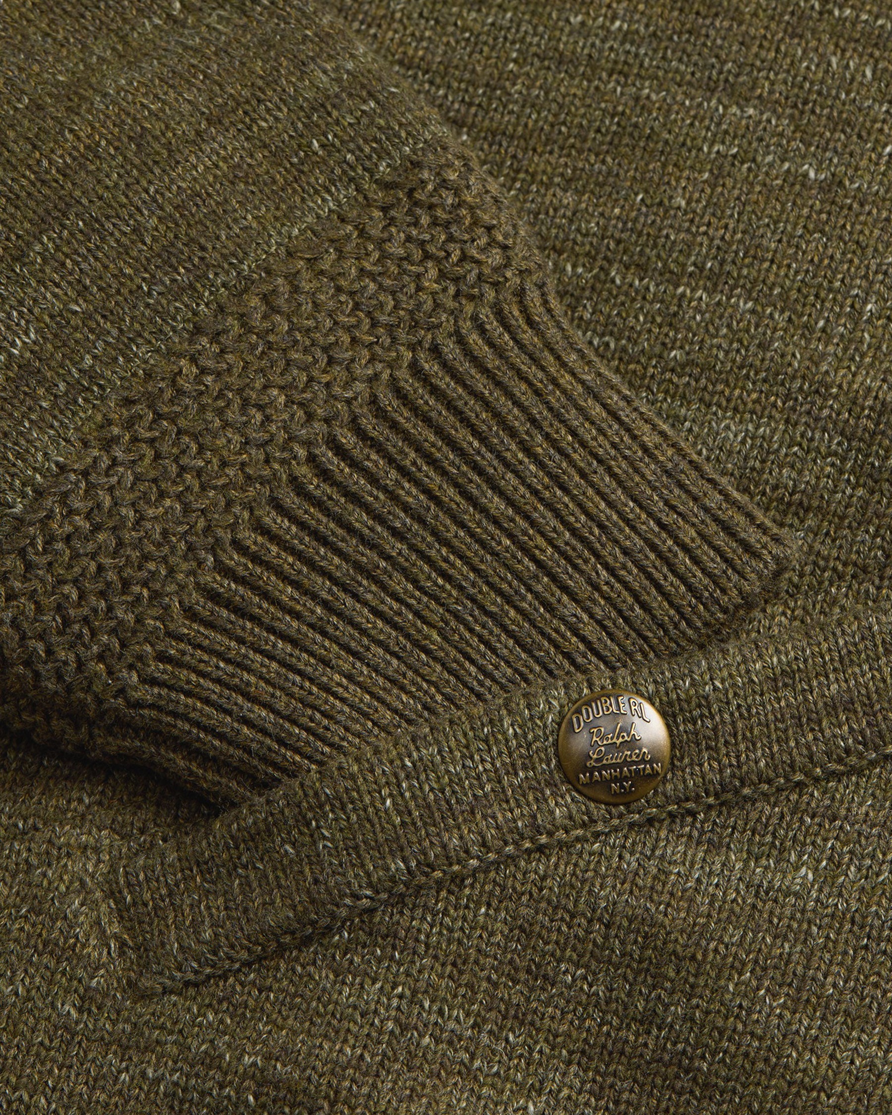 RRL Cotton-Wool Full-Zip Sweater Olive Heather