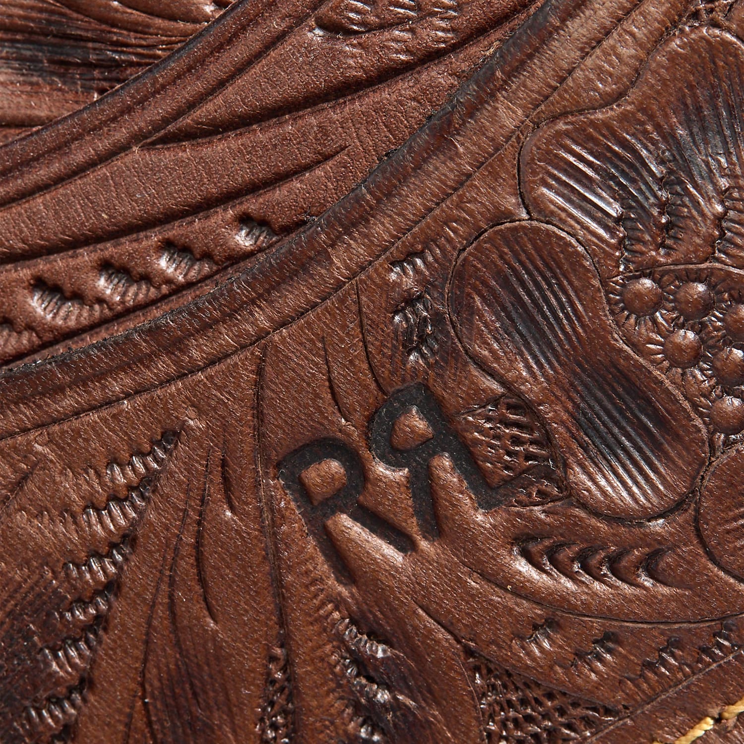 RRL Hand-Tooled Embossed Leather Billfold Brown