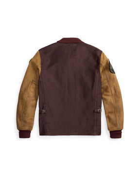 RRL Leather Sleeve Baseball Jacket Vintage Burgundy