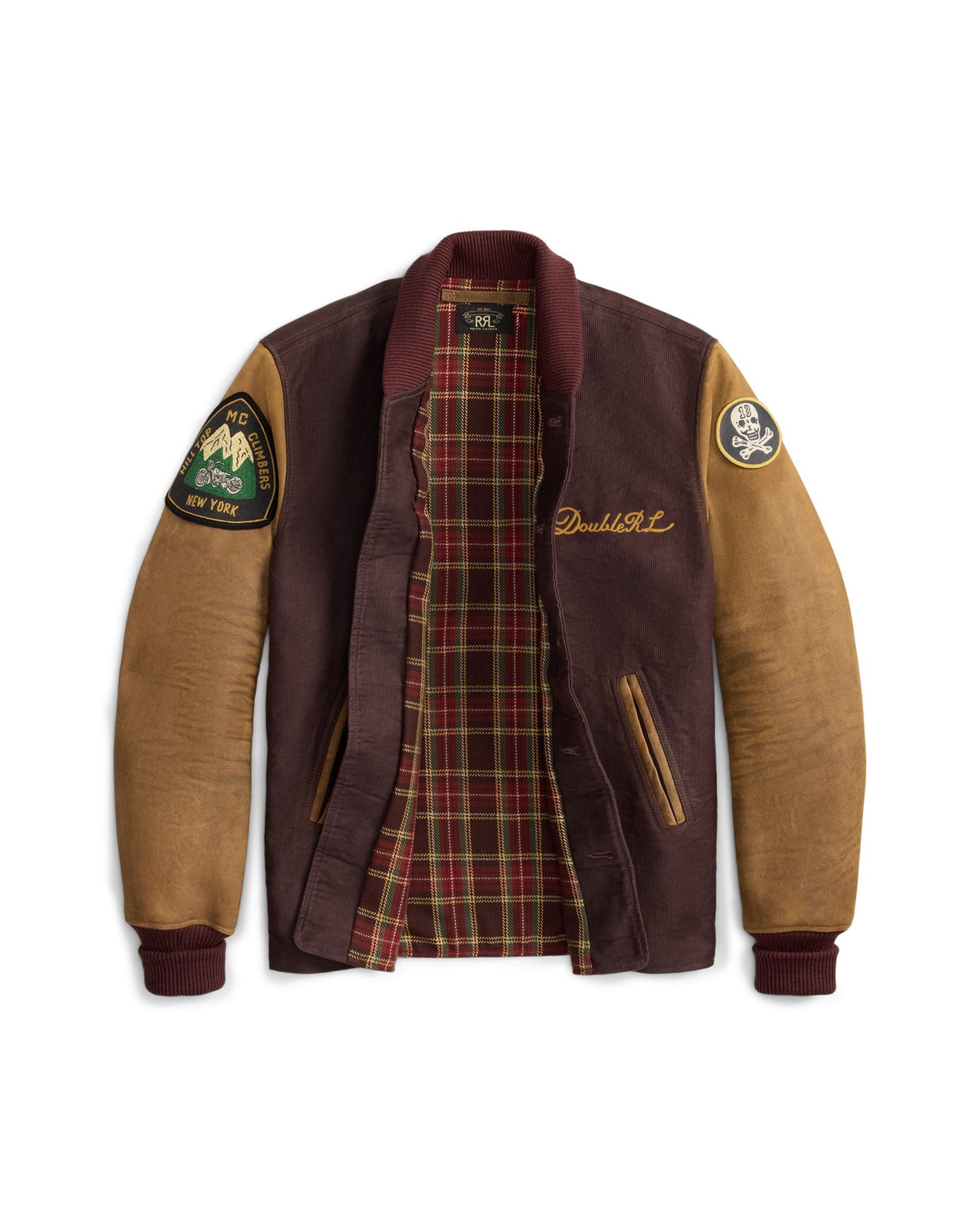 RRL Leather Sleeve Baseball Jacket Vintage Burgundy
