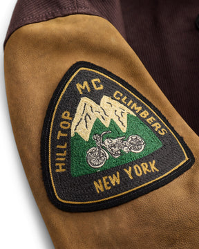 RRL Leather Sleeve Baseball Jacket Vintage Burgundy