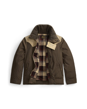 RRL Leather Yoke Western Jacket Dark Olive
