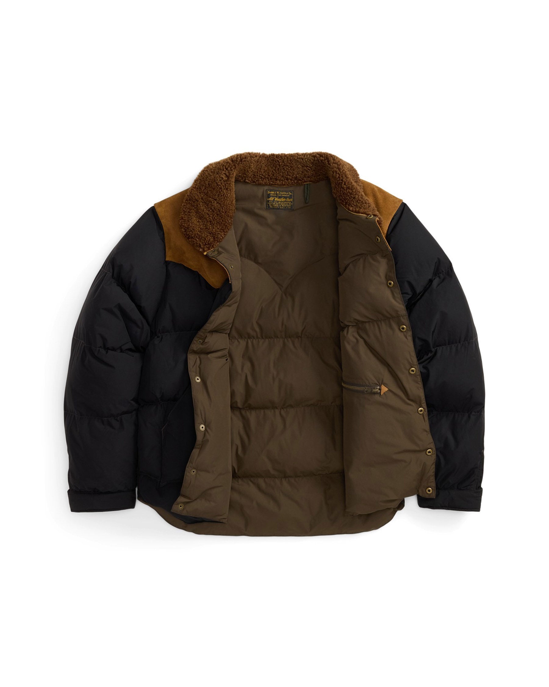 RRL Quilted Shearling-Collar Jacket Onyx