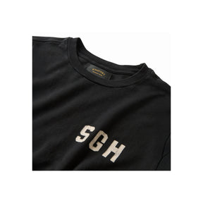 Schaeffer's Garment Hotel Cycle Varsity Drop Shoulder Raw Sleeve Tee Black