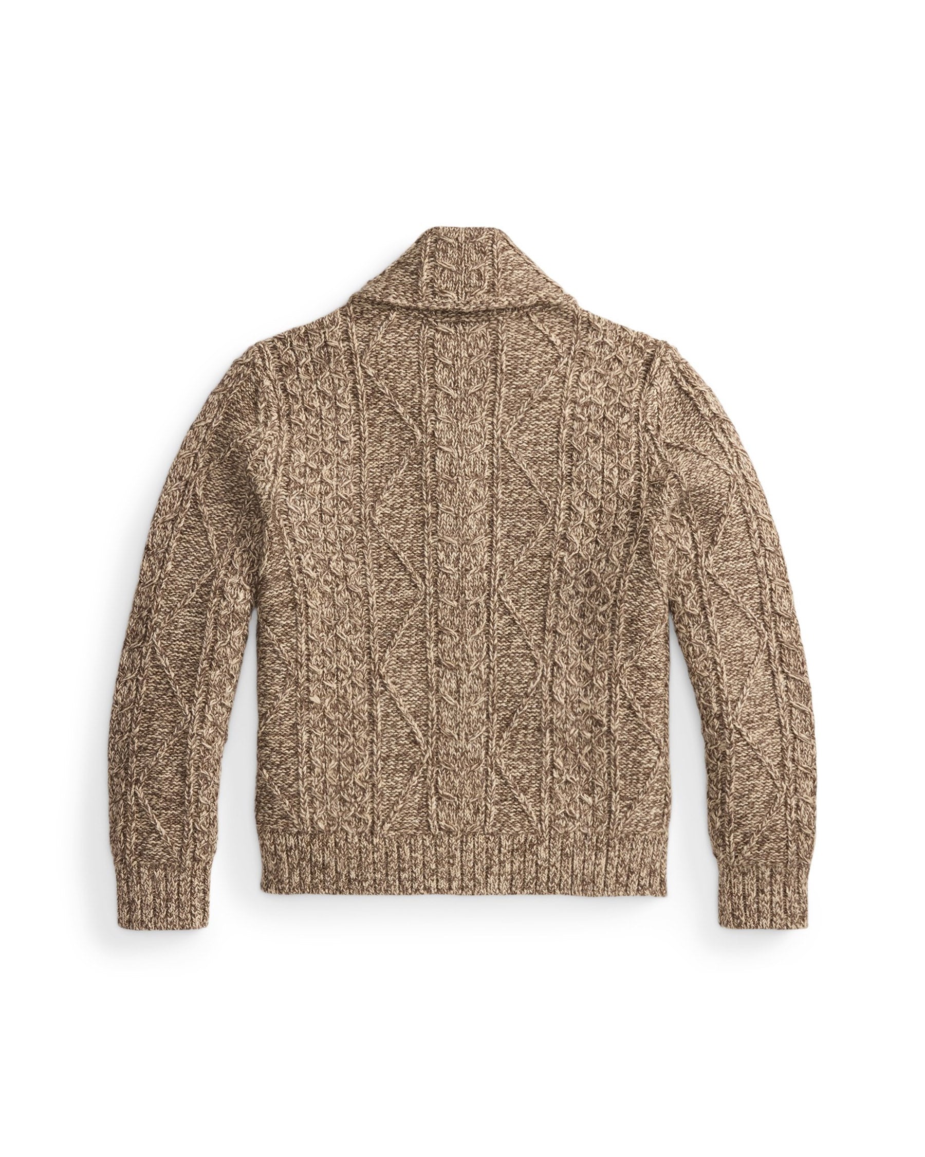 RRL Cable-Wool Full-Zip Sweater Brown/ Cream Marl