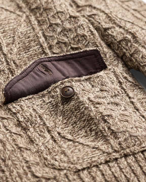 RRL Cable-Wool Full-Zip Sweater Brown/ Cream Marl