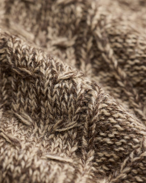 RRL Cable-Wool Full-Zip Sweater Brown/ Cream Marl
